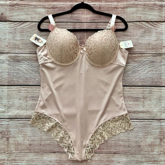 Spree Intimates Other - NWT! ⭐️ Spree Intimates • Lace Trim Push Up Bodysuit - Color Nude, Size 1X